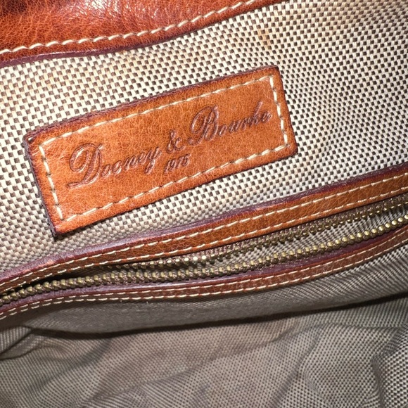 Dooney & Bourke Vintage Florentine Vacchetta Leather Shoulder Satchel Bag Brown - Picture 13 of 16